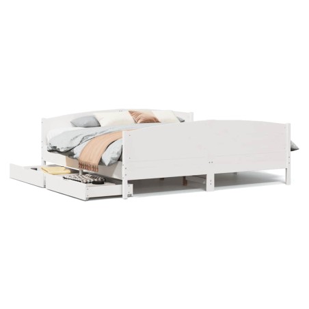 vidaXL Massivholzbett ohne Matratze Weiß 180x200 cm Kiefernholz