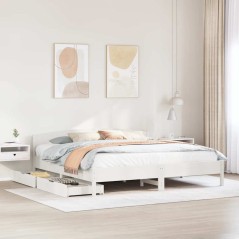 vidaXL Massivholzbett ohne Matratze Weiß 180x200 cm Kiefernholz