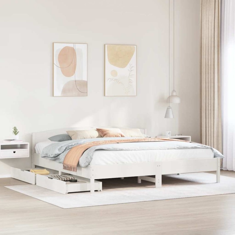 vidaXL Massivholzbett ohne Matratze Weiß 180x200 cm Kiefernholz vidaXL Massivholzbett ohne Matratze Weiß 180x200 cm Kiefernholz