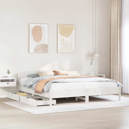 vidaXL Massivholzbett ohne Matratze Weiß 180x200 cm Kiefernholz