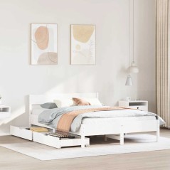 vidaXL Massivholzbett ohne Matratze Weiß 120x190 cm Kiefernholz