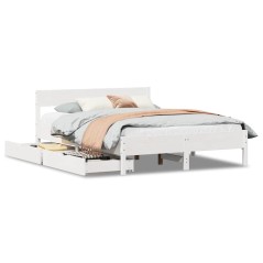 vidaXL Massivholzbett ohne Matratze Weiß 120x190 cm Kiefernholz