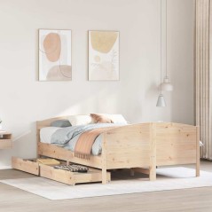 vidaXL Massivholzbett ohne Matratze 140x190 cm Kiefernholz