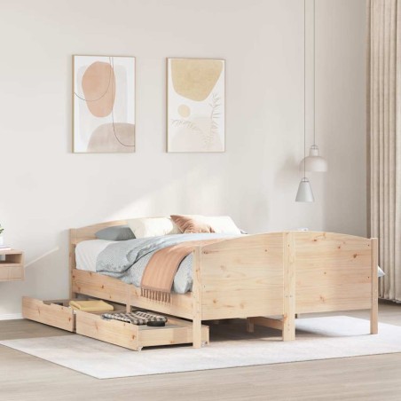 vidaXL Massivholzbett ohne Matratze 140x190 cm Kiefernholz