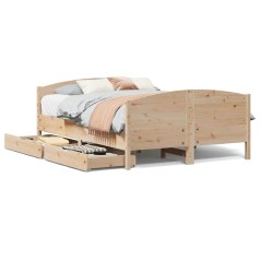 vidaXL Massivholzbett ohne Matratze 140x190 cm Kiefernholz