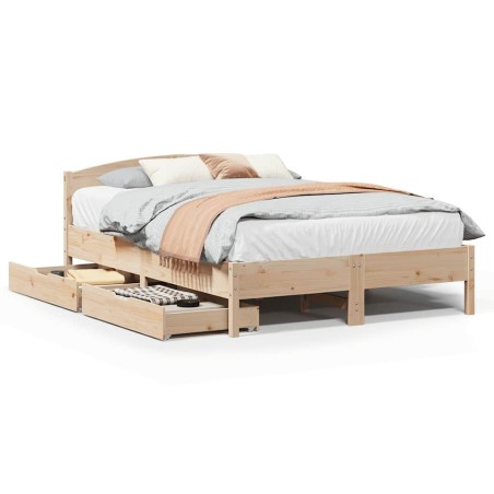 vidaXL Massivholzbett ohne Matratze 140x190 cm Kiefernholz