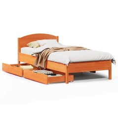 vidaXL Massivholzbett ohne Matratze Wachsbraun 90x190 cm Kiefernholz