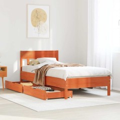 vidaXL Massivholzbett ohne Matratze Wachsbraun 75x190 cm Kiefernholz