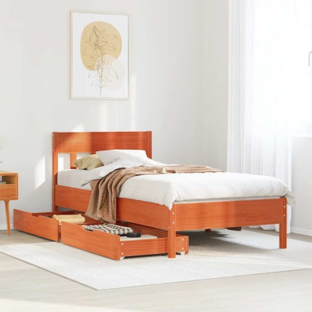 vidaXL Massivholzbett ohne Matratze Wachsbraun 75x190 cm Kiefernholz