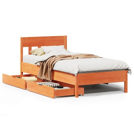 vidaXL Massivholzbett ohne Matratze Wachsbraun 75x190 cm Kiefernholz