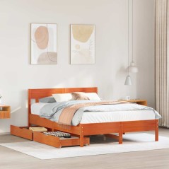 vidaXL Massivholzbett ohne Matratze Wachsbraun 120x190 cm Kiefernholz