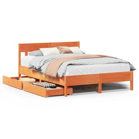 vidaXL Massivholzbett ohne Matratze Wachsbraun 120x190 cm Kiefernholz