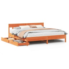 vidaXL Massivholzbett ohne Matratze Wachsbraun 180x200 Kiefernholz