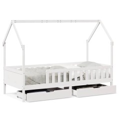 vidaXL Kinderbett mit Schubladen 90x190 cm Massivholz Kiefer