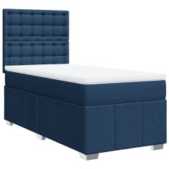 vidaXL Boxspringbett mit Matratze Blau 90x190 cm Stoff
