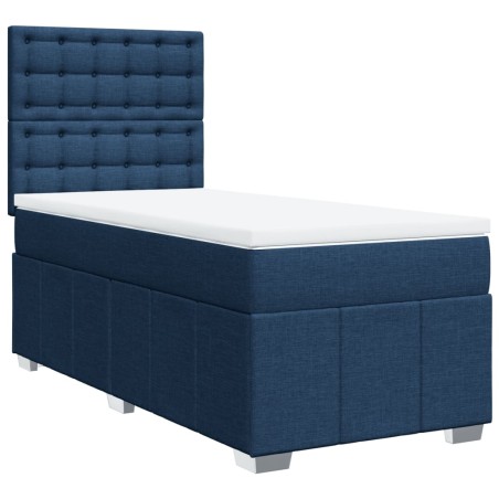 vidaXL Boxspringbett mit Matratze Blau 90x190 cm Stoff