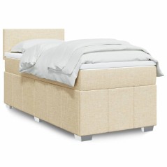 vidaXL Boxspringbett mit Matratze Creme 100x200 cm Stoff