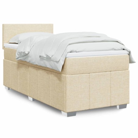 vidaXL Boxspringbett mit Matratze Creme 100x200 cm Stoff
