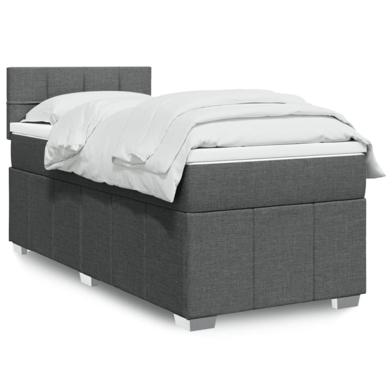 vidaXL Boxspringbett mit Matratze Dunkelgrau 100x200 cm Stoff vidaXL Boxspringbett mit Matratze Dunkelgrau 100x200 cm Stoff