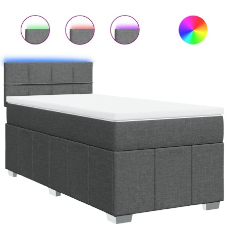 vidaXL Boxspringbett mit Matratze Dunkelgrau 100x200 cm Stoff