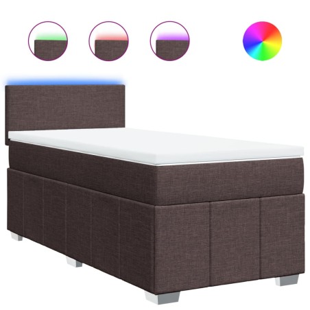 vidaXL Boxspringbett mit Matratze Dunkelbraun 100x200 cm Stoff