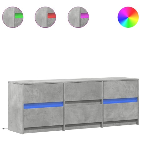 vidaXL TV-Schrank mit LED-Beleuchtung Betongrau 140x34x50 cm