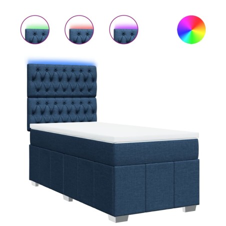 vidaXL Boxspringbett mit Matratze Blau 80x200 cm Stoff