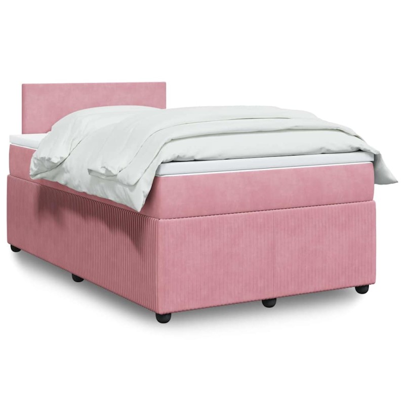 vidaXL Boxspringbett mit Matratze Rosa 120x190 cm Samt vidaXL Boxspringbett mit Matratze Rosa 120x190 cm Samt