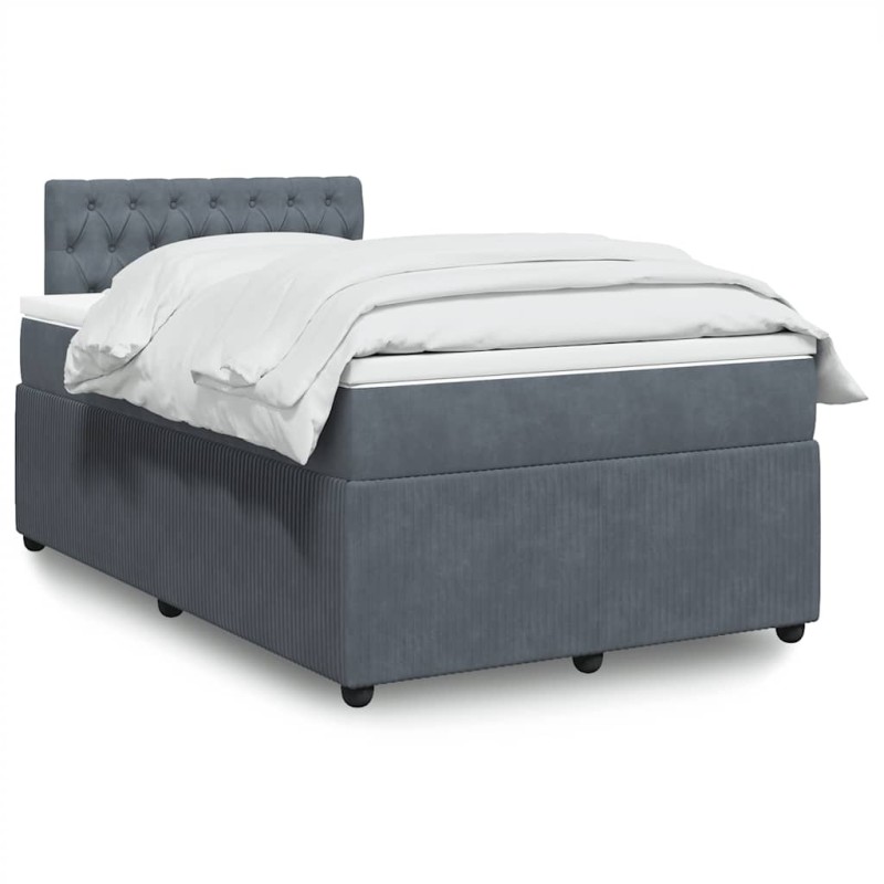 vidaXL Boxspringbett mit Matratze Dunkelgrau 120x190 cm Samt vidaXL Boxspringbett mit Matratze Dunkelgrau 120x190 cm Samt