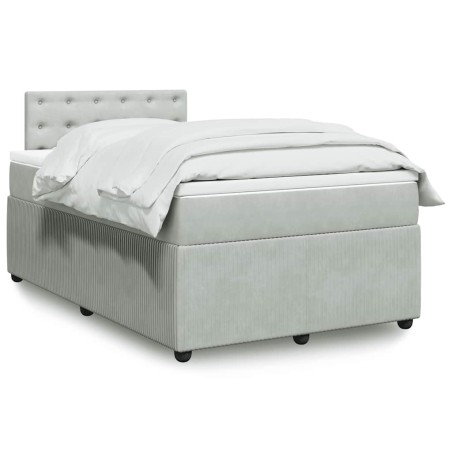 vidaXL Boxspringbett mit Matratze Hellgrau 120x190 cm Samt