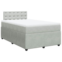 vidaXL Boxspringbett mit Matratze Hellgrau 120x190 cm Samt