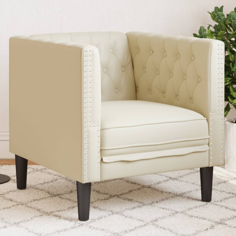 vidaXL Chesterfield-Sessel Creme Kunstleder vidaXL Chesterfield-Sessel Creme Kunstleder