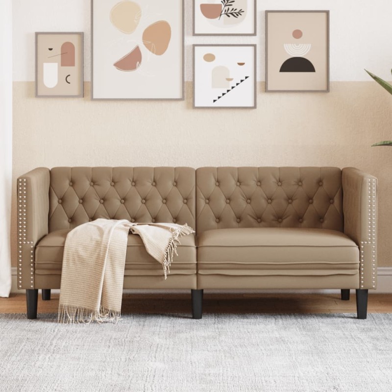 vidaXL Chesterfield-Sofa 2-Sitzer Cappuccino Kunstleder vidaXL Chesterfield-Sofa 2-Sitzer Cappuccino Kunstleder