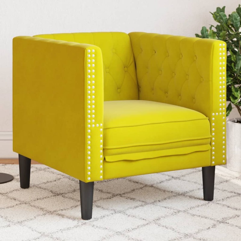 vidaXL Chesterfield-Sessel Gelb Samt vidaXL Chesterfield-Sessel Gelb Samt
