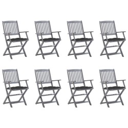 vidaXL Klappbare Gartenstühle 8 Stk. mit Kissen Massivholz Akazie