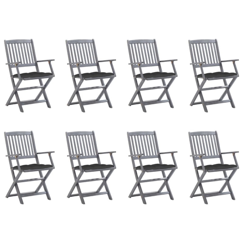 vidaXL Klappbare Gartenstühle 8 Stk. mit Kissen Massivholz Akazie vidaXL Klappbare Gartenstühle 8 Stk. mit Kissen Massivholz Akazie