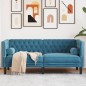 vidaXL Chesterfield-Sofa mit Nackenrollen 2-Sitzer Blau Samt vidaXL Chesterfield-Sofa mit Nackenrollen 2-Sitzer Blau Samt