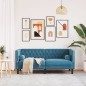 vidaXL Chesterfield-Sofa mit Nackenrollen 2-Sitzer Blau Samt vidaXL Chesterfield-Sofa mit Nackenrollen 2-Sitzer Blau Samt