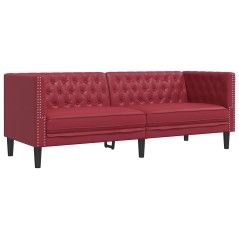 vidaXL Chesterfield-Sofa 3-Sitzer Weinrot Kunstleder