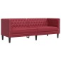 vidaXL Chesterfield-Sofa 3-Sitzer Weinrot Kunstleder vidaXL Chesterfield-Sofa 3-Sitzer Weinrot Kunstleder