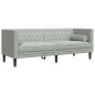 vidaXL Chesterfield-Sofa mit Nackenrollen 3-Sitzer Hellgrau Samt vidaXL Chesterfield-Sofa mit Nackenrollen 3-Sitzer Hellgrau Samt