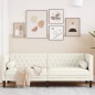 vidaXL Chesterfield-Sofa mit Nackenrollen 3-Sitzer Creme Samt vidaXL Chesterfield-Sofa mit Nackenrollen 3-Sitzer Creme Samt