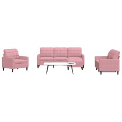 vidaXL 4-tlg. Sofagarnitur mit Kissen Rosa Samt