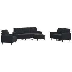 vidaXL 4-tlg. Sofagarnitur mit Kissen Schwarz Samt