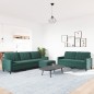 vidaXL 3-tlg. Sofagarnitur mit Kissen Dunkelgrün Samt vidaXL 3-tlg. Sofagarnitur mit Kissen Dunkelgrün Samt