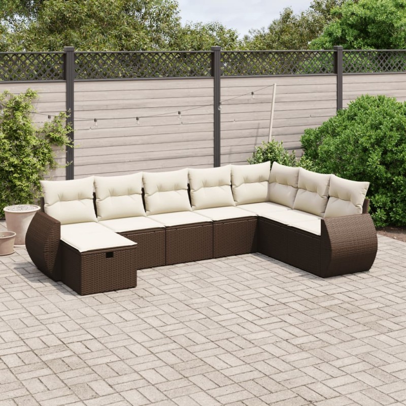 vidaXL 8-tlg. Garten-Sofagarnitur mit Kissen Braun Poly Rattan vidaXL 8-tlg. Garten-Sofagarnitur mit Kissen Braun Poly Rattan