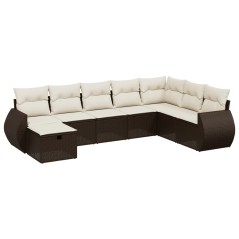 vidaXL 8-tlg. Garten-Sofagarnitur mit Kissen Braun Poly Rattan