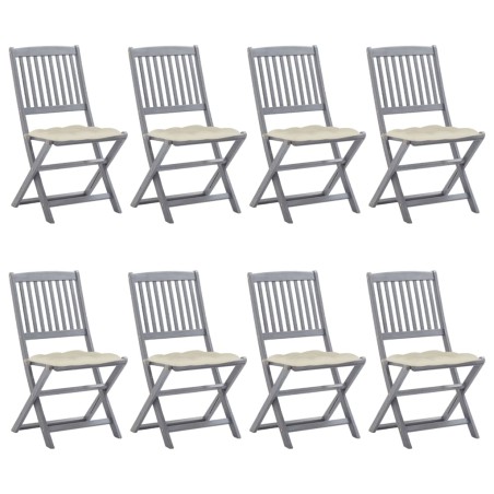 vidaXL Klappbare Gartenstühle 8 Stk. mit Kissen Massivholz Akazie