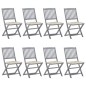 vidaXL Klappbare Gartenstühle 8 Stk. mit Kissen Massivholz Akazie vidaXL Klappbare Gartenstühle 8 Stk. mit Kissen Massivholz Akazie
