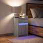 vidaXL Nachttisch mit LED-Leuchten Grau Sonoma Holzwerkstoff vidaXL Nachttisch mit LED-Leuchten Grau Sonoma Holzwerkstoff